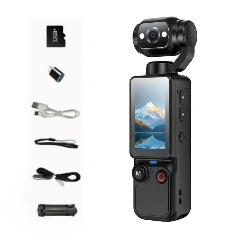Portable Handheld Vlog Camera with 180° Swivel Lens & Auto Focus. Perfect for Outdoor Sports, Sports Action Camera, Travel Shooting. Small Size, Easy To Carry Anywhere. Pocket Camera Vlogging Video Camera Video Camera Camcorder Video Recording Camera