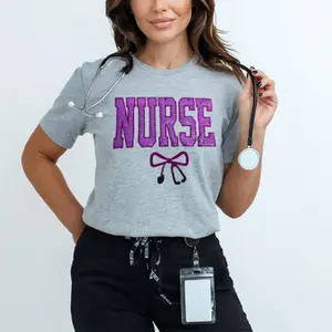Sequin NURSE Bow T-Shirt