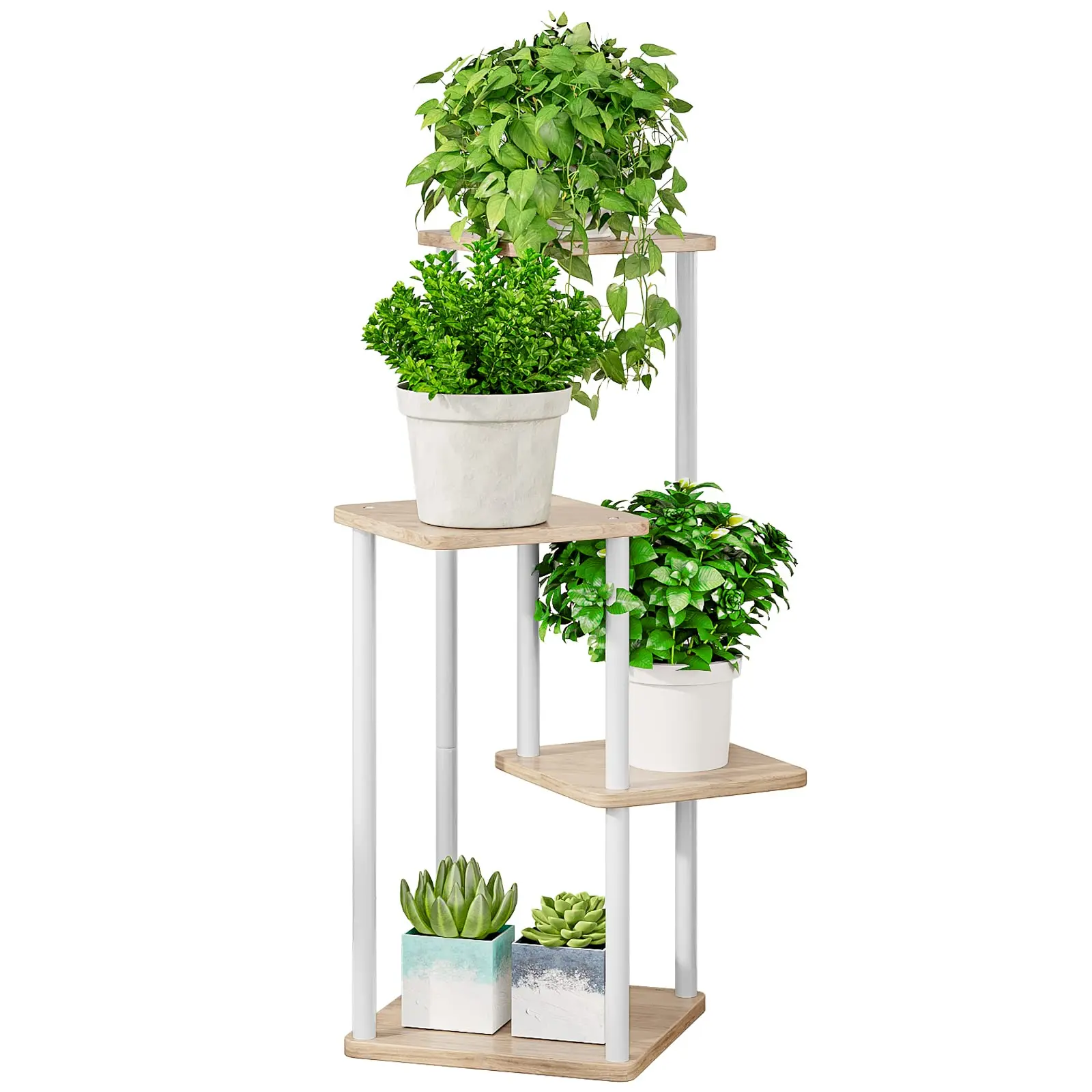 4 Tier-White_Sonoma Oak