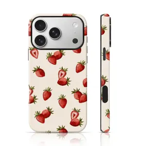 Minimalist Strawberry Burga Design Phone Cover Double-Layer TPU Shockproof for iPhone 17 Pro Max/16 Pro Max /15Pro Max 15/14/13/12 & Samsung S26 /S25Ultra Trendy Personalized Phone Case