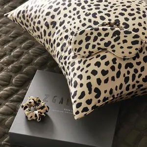 Z Gallerie Silk Pillowcase & Mask Set Cheetah/Ivory/Black