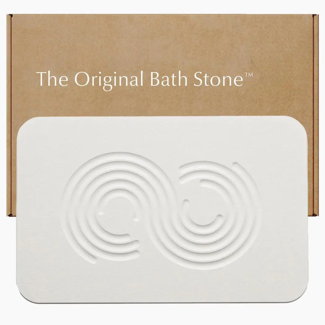 Home Stone Bath Mat - Premium Diatomaceous Earth Bath Floor Mats with Non-Slip Base, Fast-Drying Modern Shower Mat for Bathroom | Zen Slate - 23.6"x15.4"