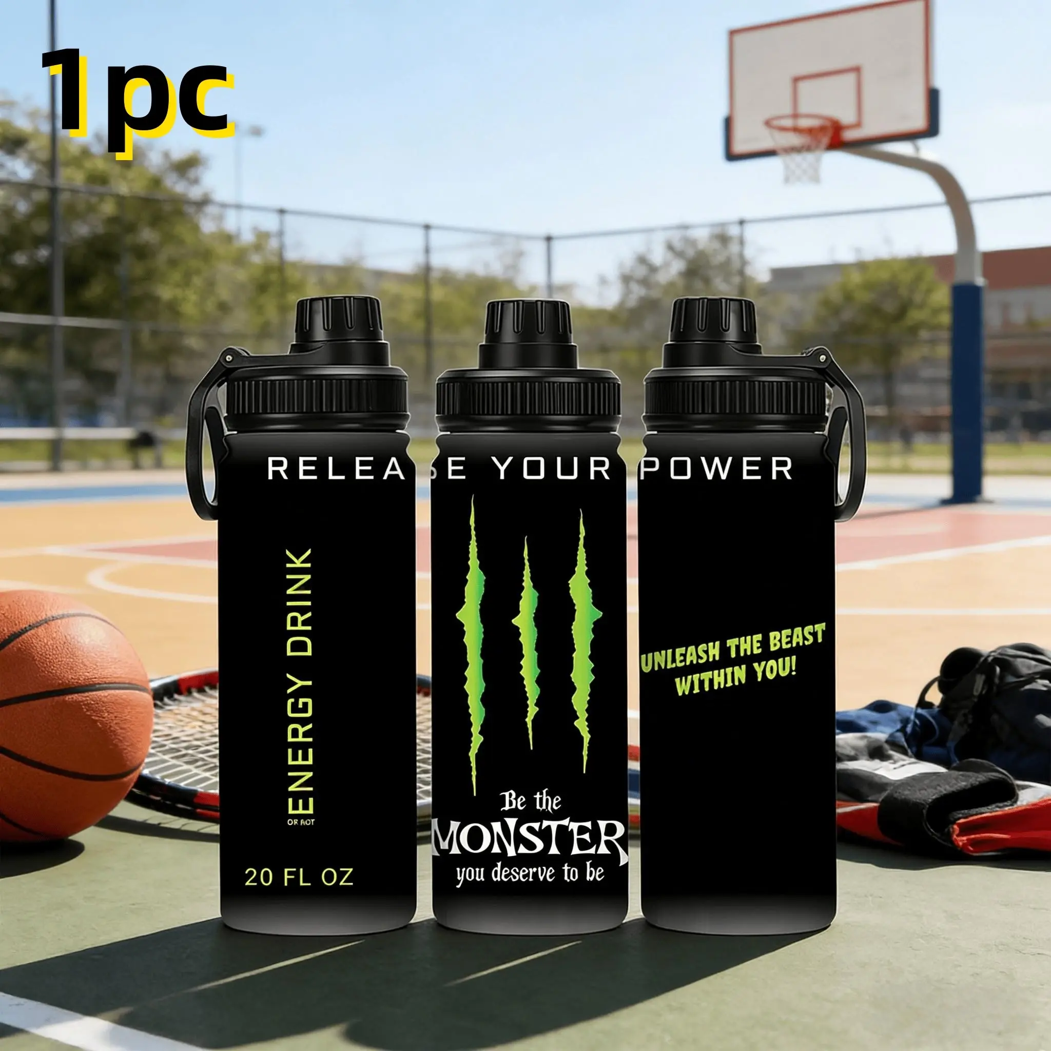 1pc 20oz stainless steel sports water bottle - available in multiple colors, large capacity, portable water cup, fitness and outdoor water cup