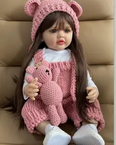 22 Inch Reborn Baby Doll Full Vinyl Body Long Blond Hair Open Eyes 55cm Realistic Girl Babydolls Birthday Cute Christmas Gifts For Kids