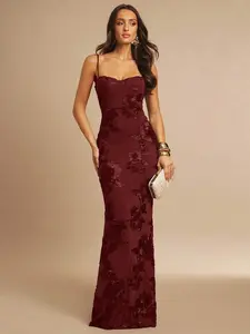 3D Floral Sexy Bodycon Slip Dress,Red Dress,Christmas,New Year Dress,Dresses For Women Elegant