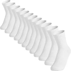 12-Pack Cushioned Crew Socks for Men & Women - Comfortable Cotton Athletic Socks for Hiking, Running, Sports (6 Pairs, All-Day Comfort & Support)