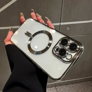 Clear Flexible Phone Case for iPhone 11/12/13/14/15/16/17 Pro Max,17Air,14/15/16 Plus.Supports magnetic wireless charging, built-in camera lens protection, and features an all-around drop-resistant design.