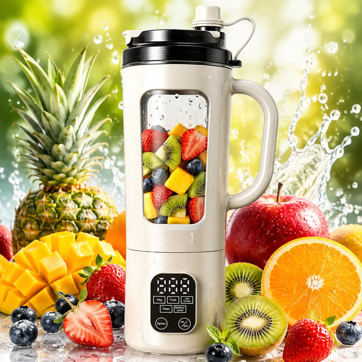 700ML Portable Blender with Straw, 8-Blade Smoothie Maker, Rechargeable Personal Juicer Cup for Gym, Travel & Outdoor