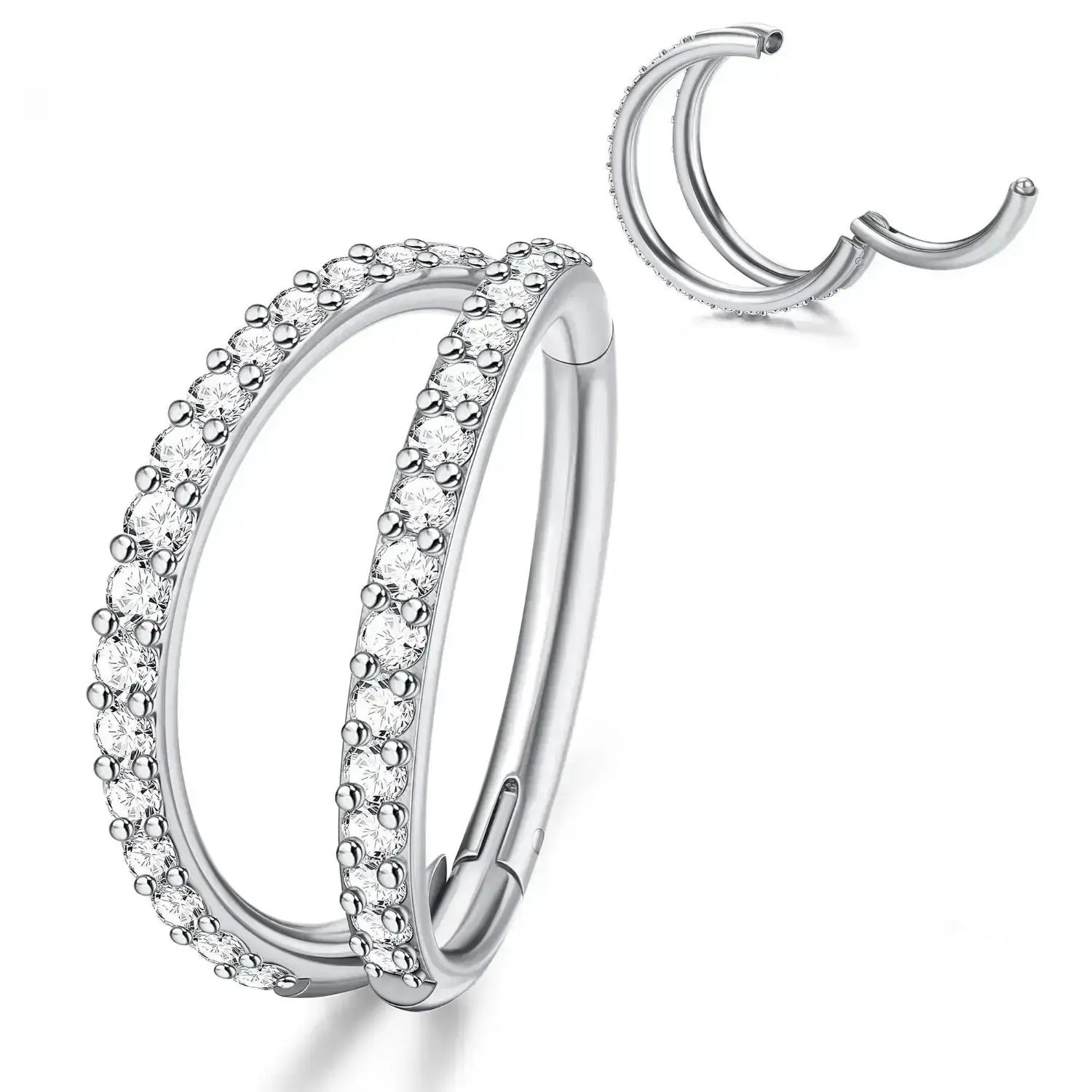 G23 titanium earrings 16G 18G double diaphragm tragus spiral cartilage conch earrings, suitable for women to wear G23 titanium earrings 16G 18G double diaphragm tragus spiral cartilage conch earrings, suitable for women to wear