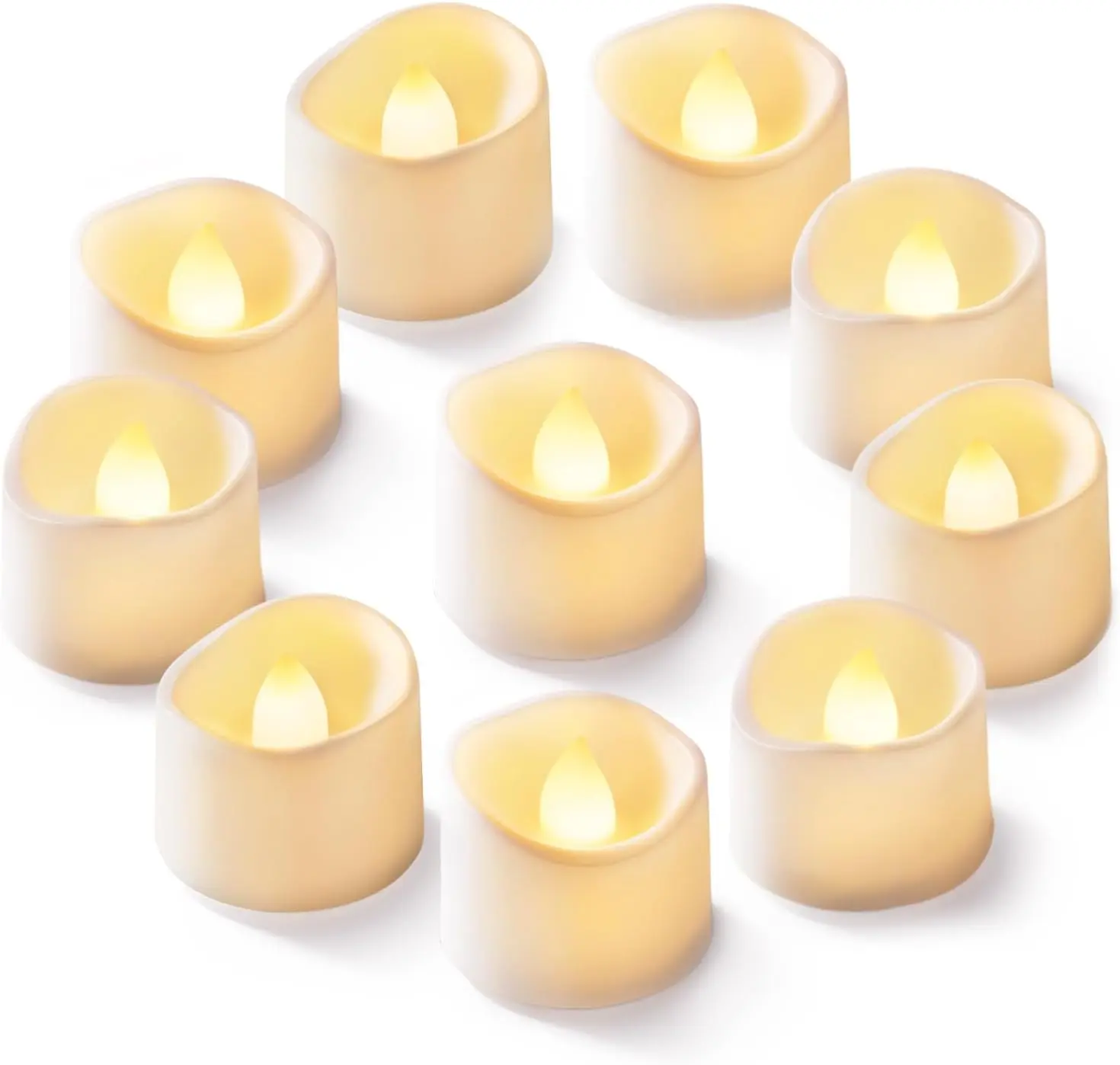 12Pcs Battery-Operated Flickering Flameless LED Tea Candles, 1.5in Dia, 240mAh Batteries, 200+Hrs Runtime, Polypropylene Build, Cozy Glow Festive Decor for Votive Centerpieces, Parties, Kids, Mess-Free Breezy Windows