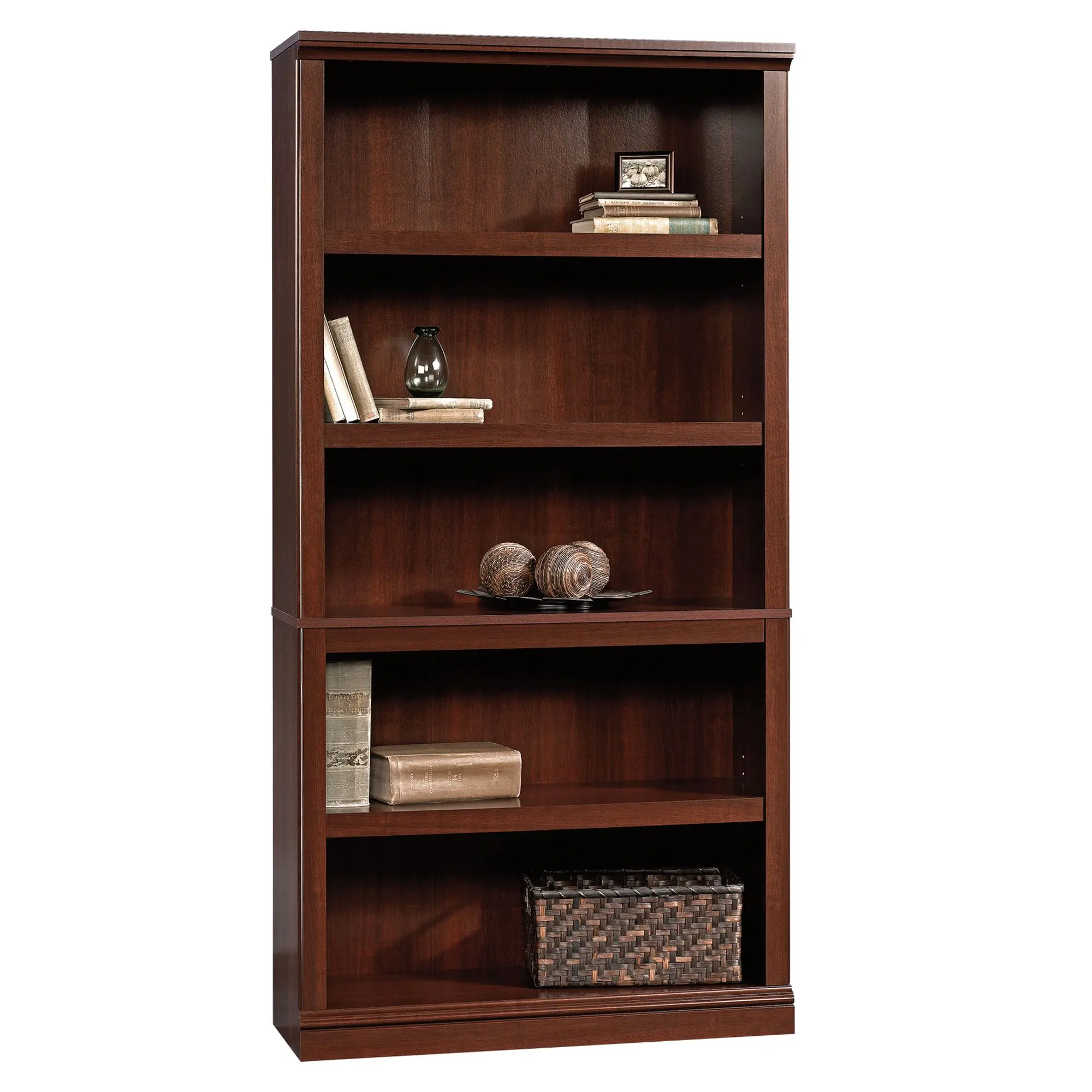 Sauder 5-Shelf Bookcase - Engineered Wood Living Room Furniture, Adjustable Shelves, Assembly Required for Home Office Display & Organization, Display Shelf Living Room Furniture, Five-Level Shelf Living Room Furniture