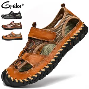 GREKS Men's Sport Sandals Closed Toe Outdoor Handmade Sandal Summer Beach Sandal Fisherman Sandals fathersdaygift Breathable Comfortable