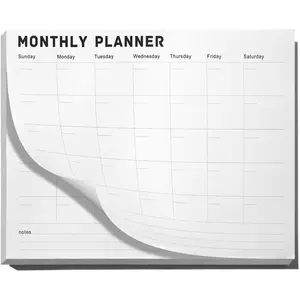 Monthly Planner Notepad - Undated 52 Sheets Desk Calendar, A4 (8"x11") Planning Pad for Office, Home, School, Fitness, Meal & Project Organization