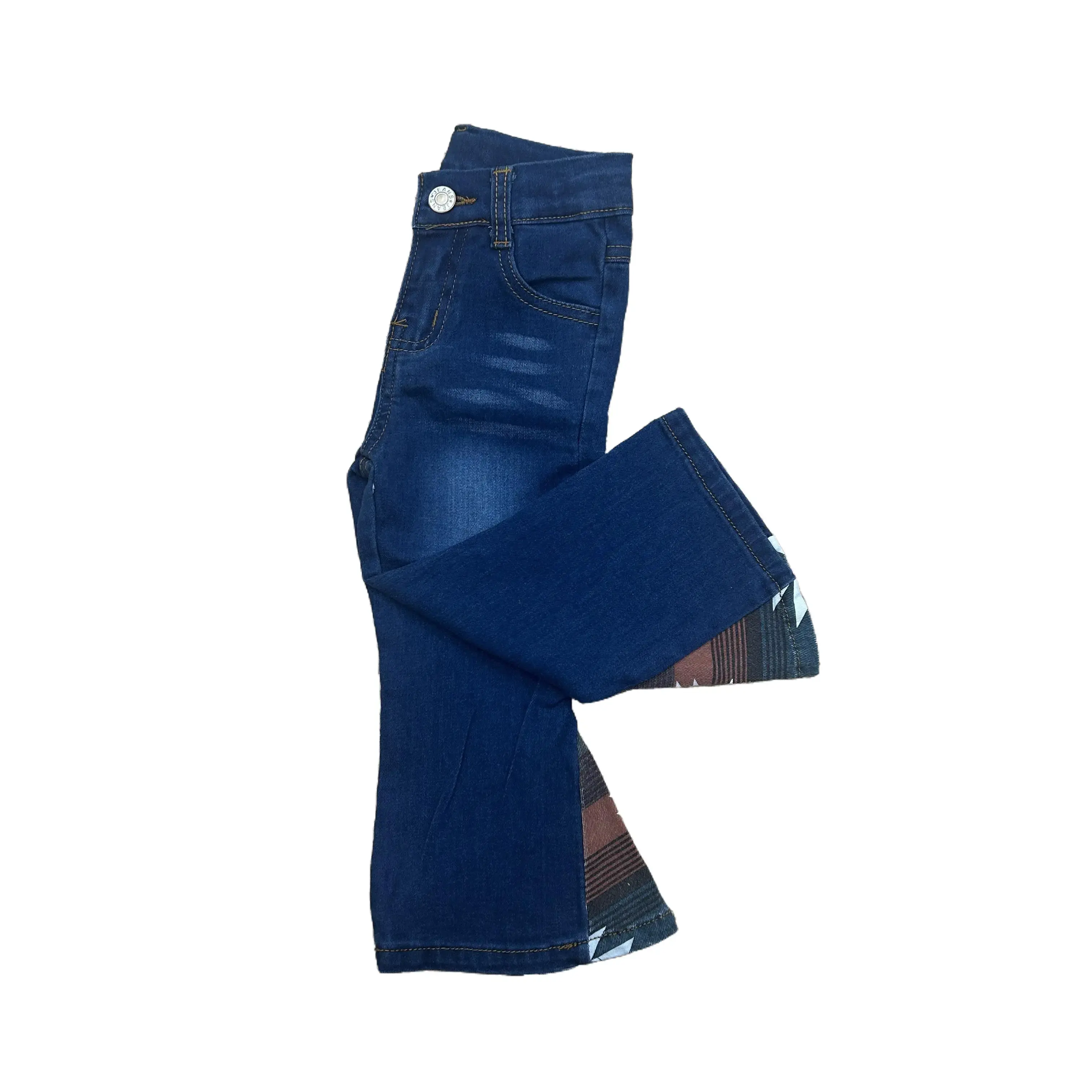 Girls' Western-Style Plain Denim Jeans - Classic Fit Kids' Bottoms, Full Length, Simple Cut, All Seasons, for 2t,3t,4t,5-6t,6-7t Sizes, School & Everyday Wear