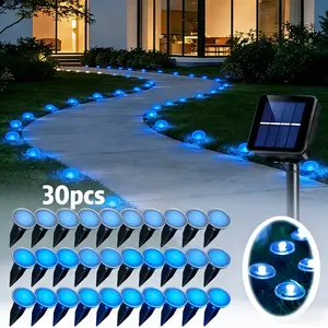 30 Pack Solar LED Pathway Lights, Waterproof Outdoor Garden Lights, Auto On/Off Landscape Lighting for Path, Walkway, Camping, Wedding & Holiday Decor