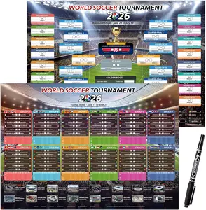 2026 Soccer Tournament Schedule Poster Set, A2 Size 23.3 x 16.5 Inch Folded Wall Chart, 2 Pack Soccer Calendar Decorations for Home, Office, Bar and Party Display
