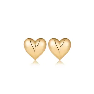 Ettika Heart Stud Earrings - Gold-Colored Heart Design with Simple and Elegant Style