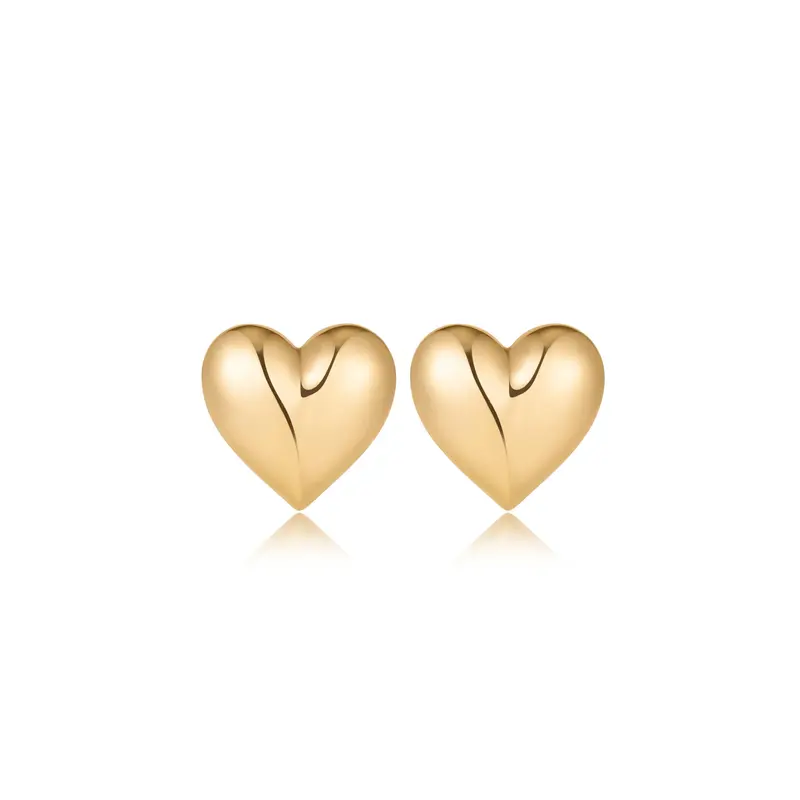 Ettika Heart Stud Earrings - Gold-Colored Heart Design with Simple and Elegant Style