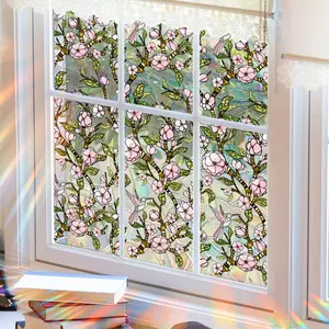 Floral Pattern Static Cling Window Sticker, 1 Count Double Sided Window Decal, Decorative Sticker for Home Living Room Bedroom