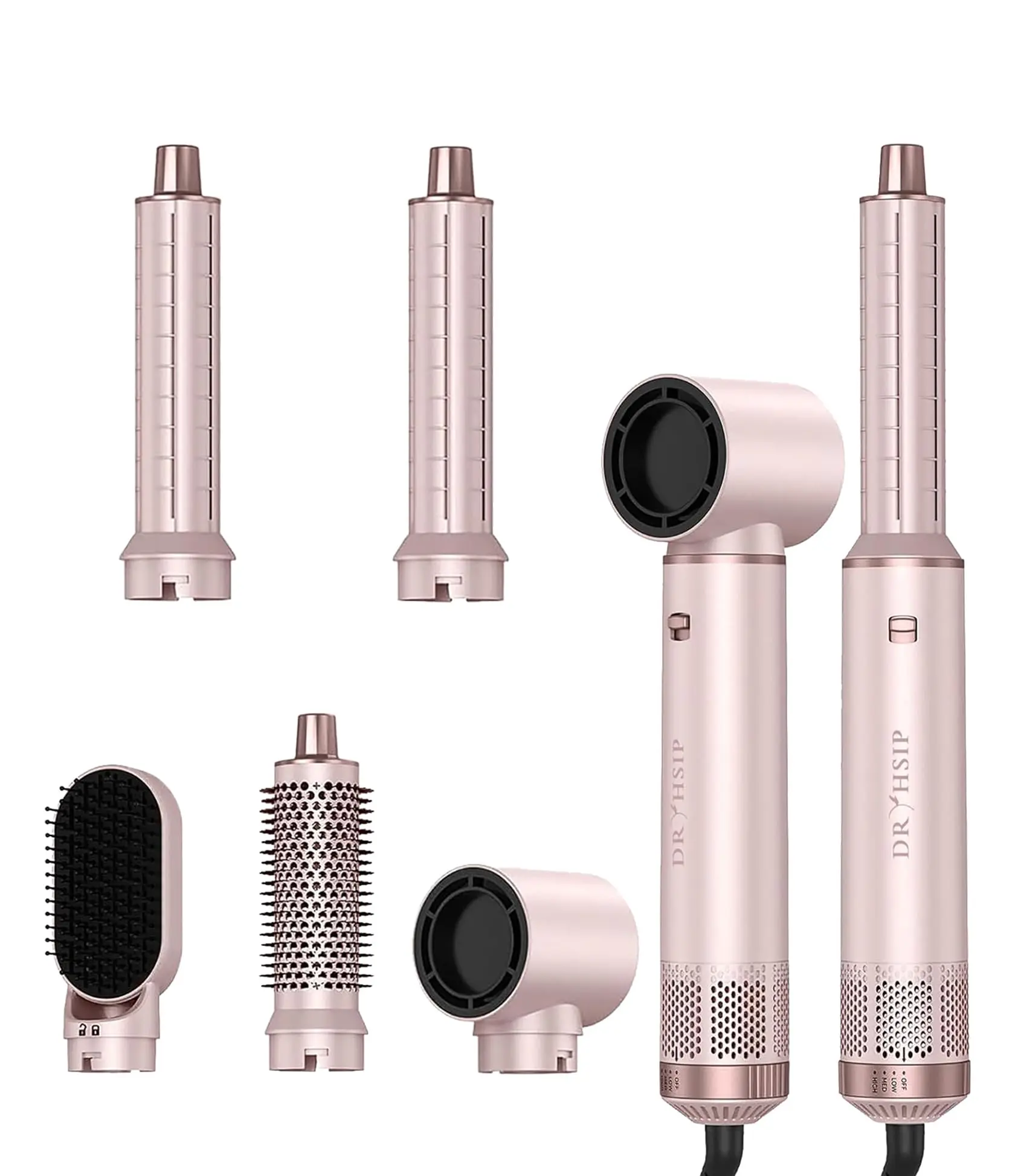 AVENHO 5-in-1 Portable Hair Styler & Wrap Air Curler Hair Tools - 800W Power Low-Speed Advanced Negative Ion Technology Blow Dryer Brush with Adjust Temp., ALCI Plug, Detachable Design, 360° Rotating Cord for Blowout, Scalp Massage, Frizz-Free Styling