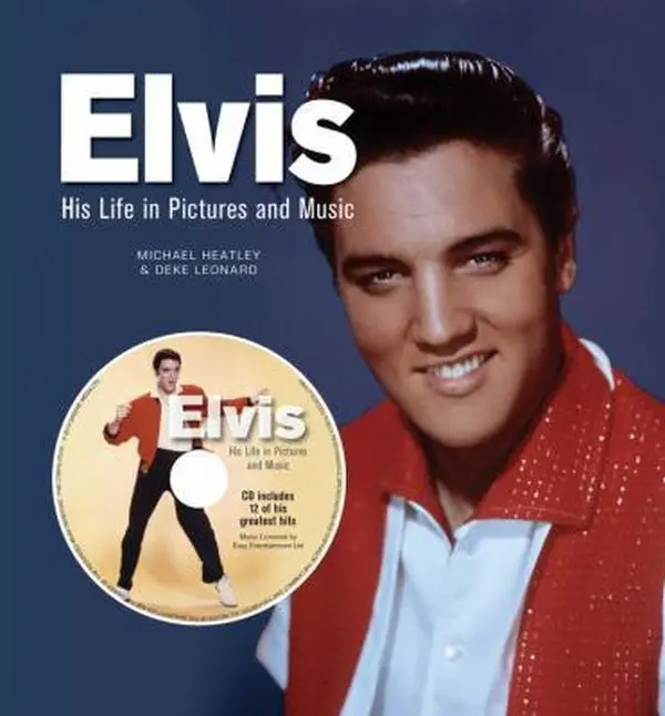 Used Hardcover Book - Elvis His Life in Words, Pictures and Music by Michael Heatley (English) - Elvis Presley, Blue Suede Shoes, Jailhouse Rock, All Shook Up, 2.85 lbs