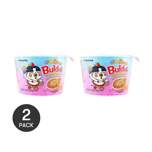 2 Pack SAMYANG Korean Buldak Fire Noodles - Sweet & Spicy Flavor Instant Ramen Bowl (115g Each) - Authentic Korean Halal Certified