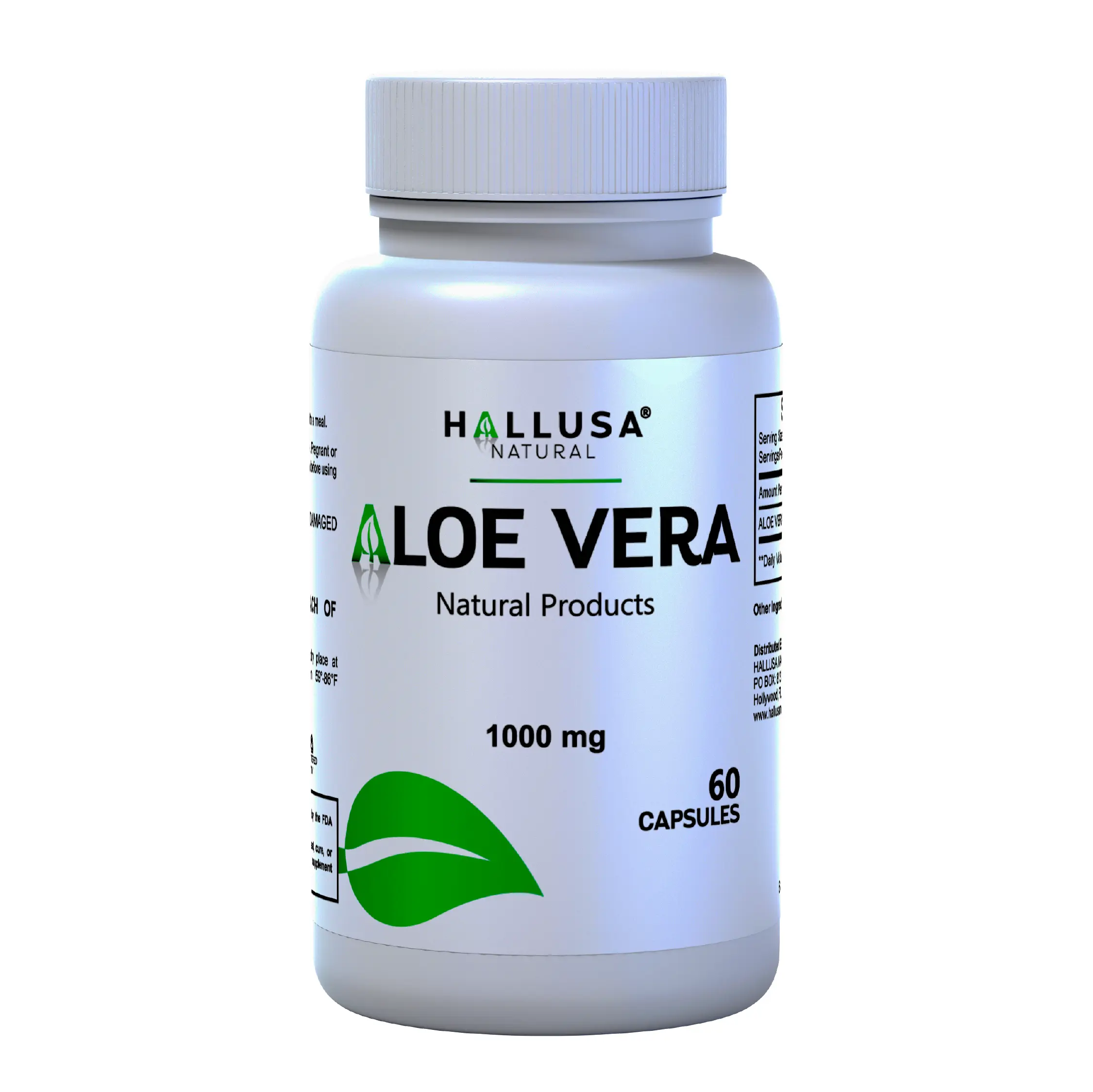 HALLUSA Natural Aloe Vera 1000mg Gut Cleanse Dietary Capsules - 60 Count, Gut Support, Bloat Relief, Detox, Herbal Dietary Supplement, Digestive & Skin Support, Non-GMO, Gluten-Free for Adults