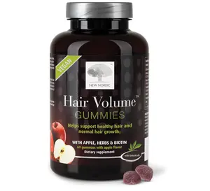 New Nordic Hair Volume Gummies, 2500 mcg Biotin, Daily Hair Vitamins Supplement to Support Hair Skin & Nails, Vegan, 60 Count (Pack of 1)