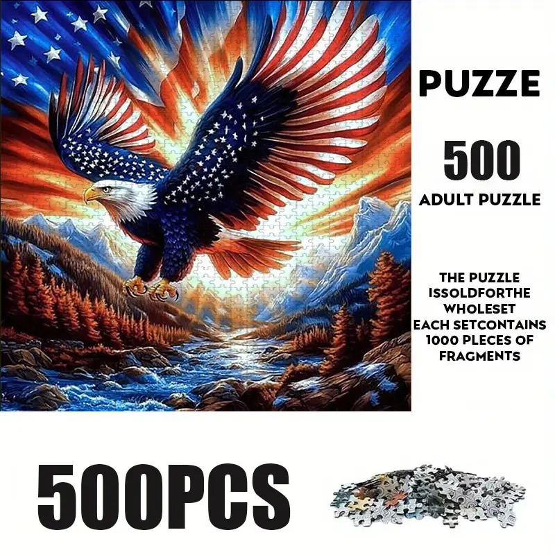 500 Piece -Animals Tailed Eagle Puzzle, Jigsaw Puzzles, Creative Puzzle, Animal Shape Puzzle, Large Adult Family Interactive Toy, Beautiful Artwork DIY Home Decor Brain Challenge, Brain Teaser, Holiday Scene, Perfect Gift
