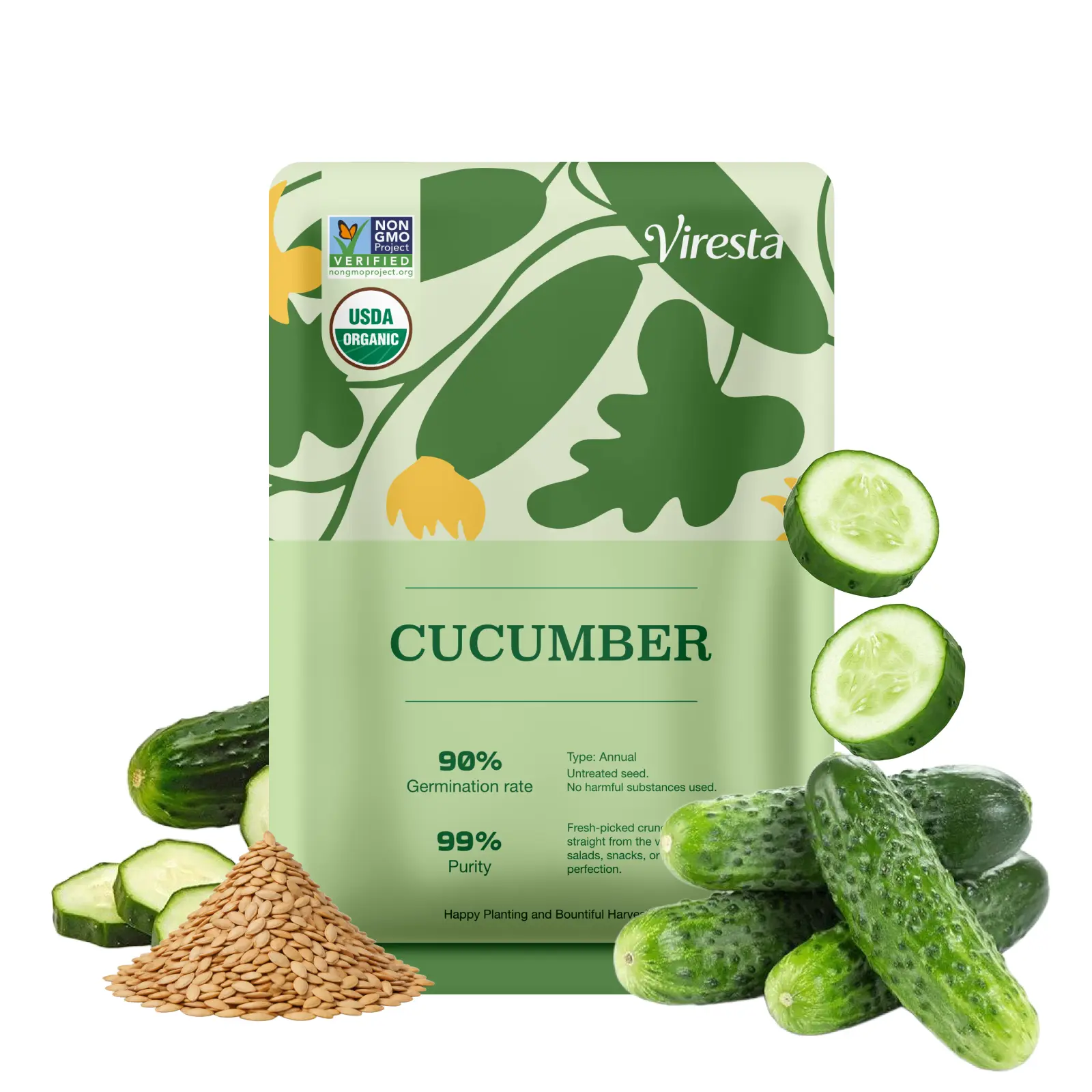 80+Mini Cucumber Seeds for Planting, Cucumber Organic - Non GMO,Heirloom Vegetable Seeds for Home Garden,Containers & Greenhouses