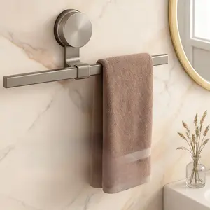 No-Drill Suction Cup Towel Rack Extendable Storage Organizer for Bathroom Kitchen Shower Balcony Rust Resistant Wall Mounted Multi-functional Use Easy Installation