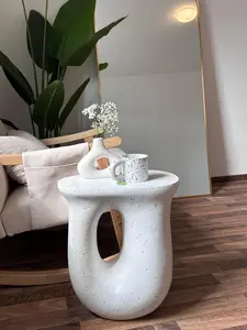 U-shaped Geometric Lightweight Concrete Accent Table