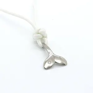White Whale Tail Adjustable Necklace Stainless Steel 001