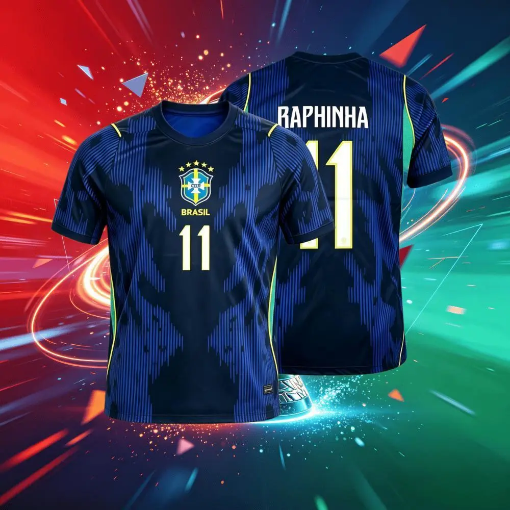 2026 Brazil Away 10#Neymar and 7#VINI 11#Raphinha Short And Long Sleeve Soccer Jersey Fans Versio Breathable