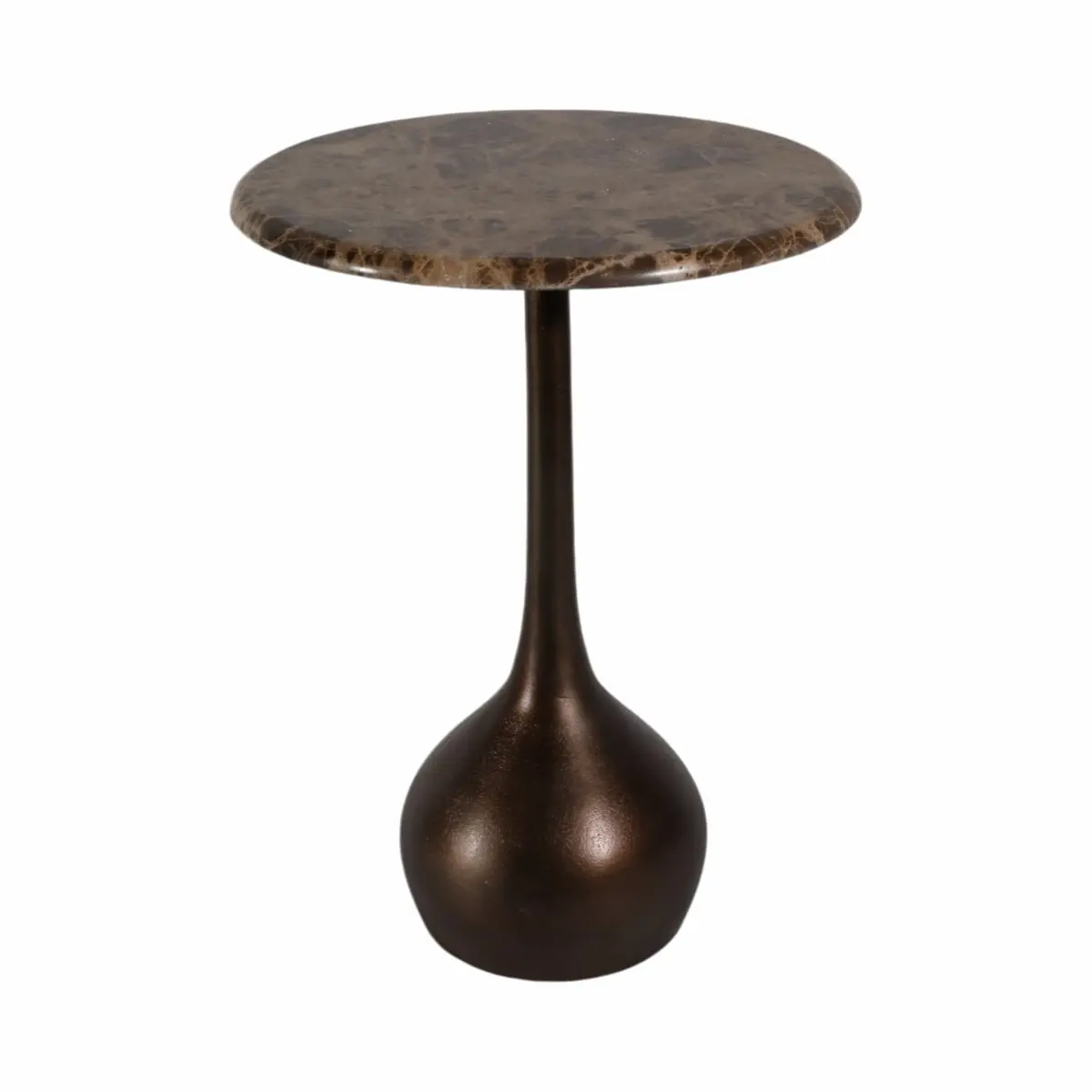 Sagebrook Home 21233-03 20 in. Brown Marble Accent Table with Ball Base, Luxury Mid-Size Pedestal Table, Luxury Pedestal Tables, Mid-Size Pedestal Tables