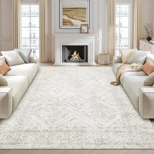 Modern Geometric Rug Low Pile Non-Shedding Rug Distressed Printed Rug Anti-Stain Non-Slip For Office Bedroom Living Room