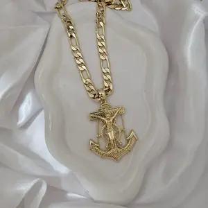 Cadena 496 with Anchor 351 Unisex Gold Necklace for Men and Women