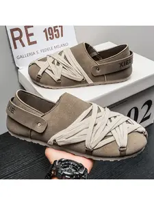 Casual Men's Shoes, with Strap Design, Baotou Slippers, Lazy One-step-on Sports Shoes, Versatile and Comfortable Beanie Shoes, Footwear, Walking Shoes