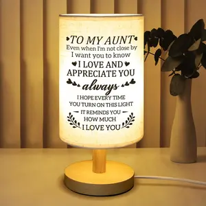 Gifts for Aunt from Niece, Aunt Birthday Gifts Fabric Lamp, Birthday Gifts for Aunt Table Lamp with Wooden Stand  Auntie Gifts