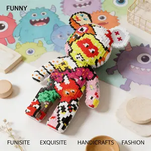 1488pcs Colorful Monster Bear Series Building Blocks, Creative Assembly Toy, Handmade DIY Decorative Craft, Desk Home Living Room Decoration