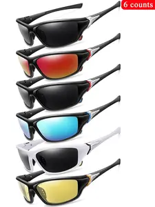 Cycling Sunglasses, 6 Counts/set Outdoor Sports Sunglasses, Running Sunglasses, Unisex Sports Eyewear for Outdoor Activities