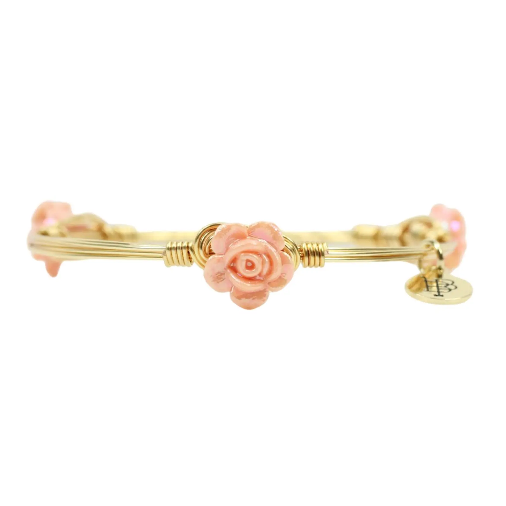The Mini Rose Bangle Bracelet - Peach