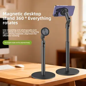 Magnetic phone holder with rotation, lifting, and telescopic functions, metal overhead shooting magsafe stand