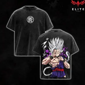 [ELITE STUDIO X] DBZ Gohan T-shirt Vintage Washed Oversized Anime Streetwear Heavy Cotton Unisex Tee Retro Gothic Graphic Top Gift For Manga Anime Fan X5I
