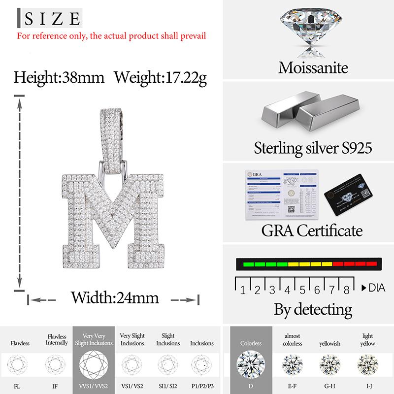 925 Silver VVS Moissanite Custom Letter Pendant – Bold & Stylish Personalized Jewelry