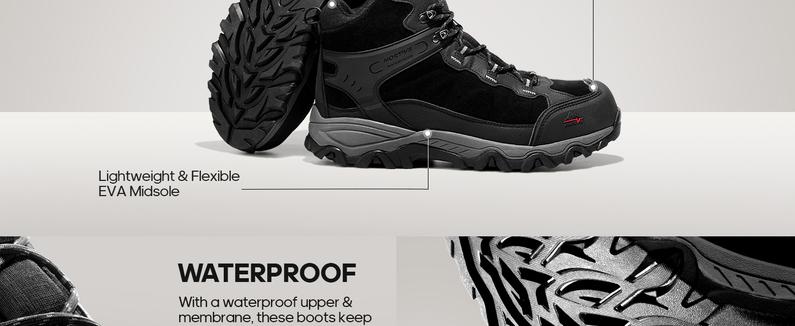 NORTIV 8 Men's Waterproof Hiking Boots Outdoor Mid Trekking Backpacking Mountaineering Shoes