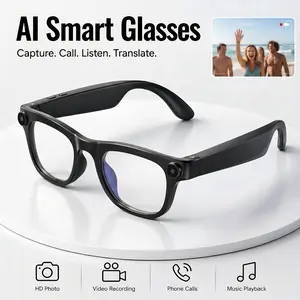Lumenex AI Smart Wearable Glasses with HD Camera - Hands-Free POV Video Recording, Open-Ear Bluetooth Audio, Real-Time Voice Translation, Smart Assistant Functionality