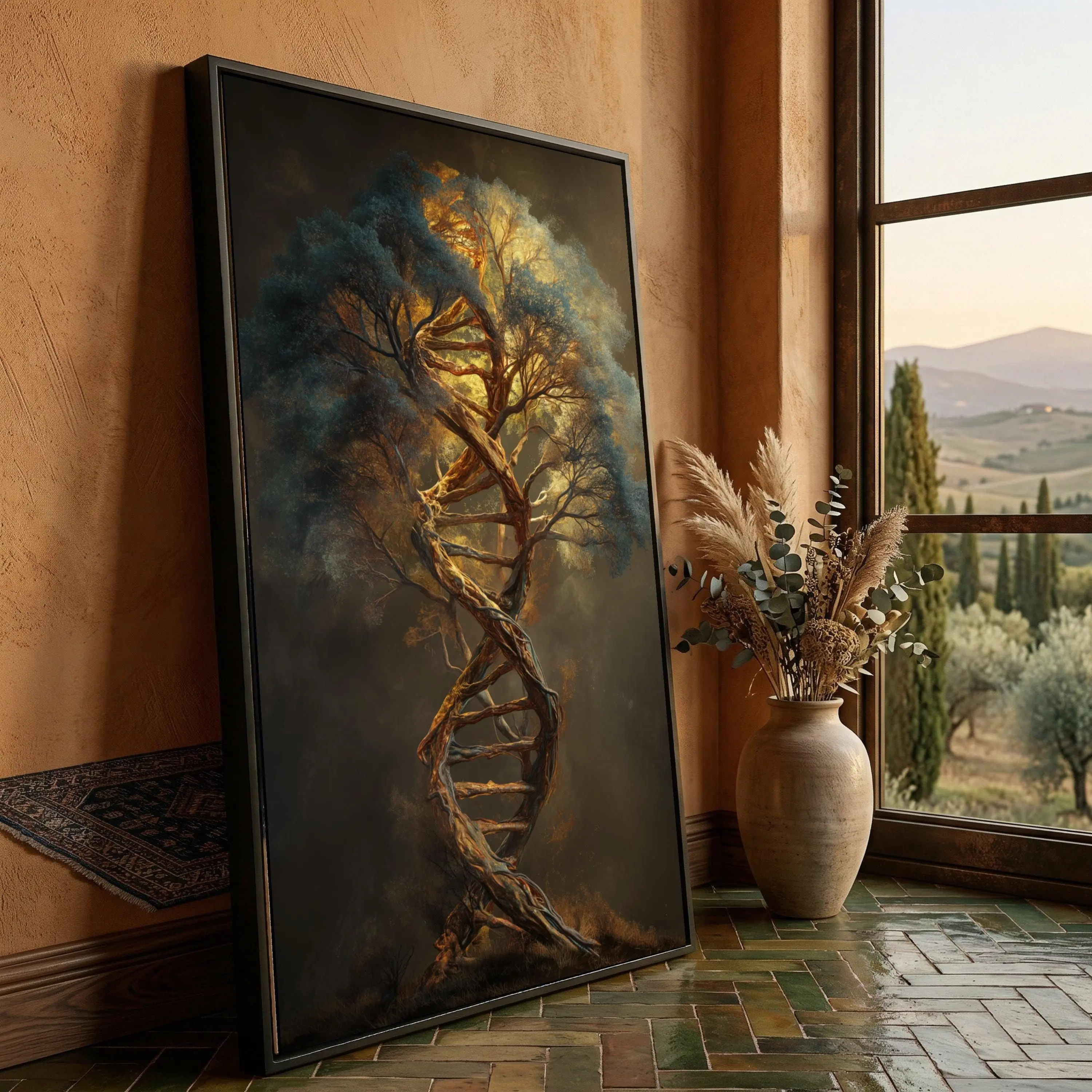 [Sale off up to 40%] [Frame Canvas] DNA Tree of Life Canvas, Twisted Tree Branches Artwork, Nature Inspired Wall Art, Botanical Home Decoration, Unique Organic Design Canvas