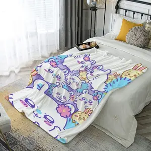 Cartoon Chiikawa Thow Blanket Lightweight Soft Flannel Blanket  Gifts For Chiikawa Loves Suitable For Sofa Beds Living Rooms Suitable For Children And Adults Birthday Gifts Holiday Party Happy Halloween Blankets