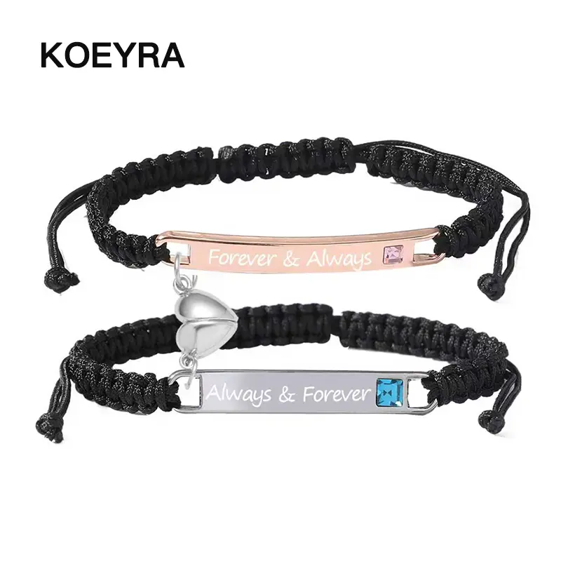 Adjustable Couple Bracelet Set, Heart Rate Bracelet, Fashion Bracelet for Couples, Daily Clothing Decor, Trendy All-match & Exquisite Jewelry for Birthday Love Gift, Heart Charm Bracelet